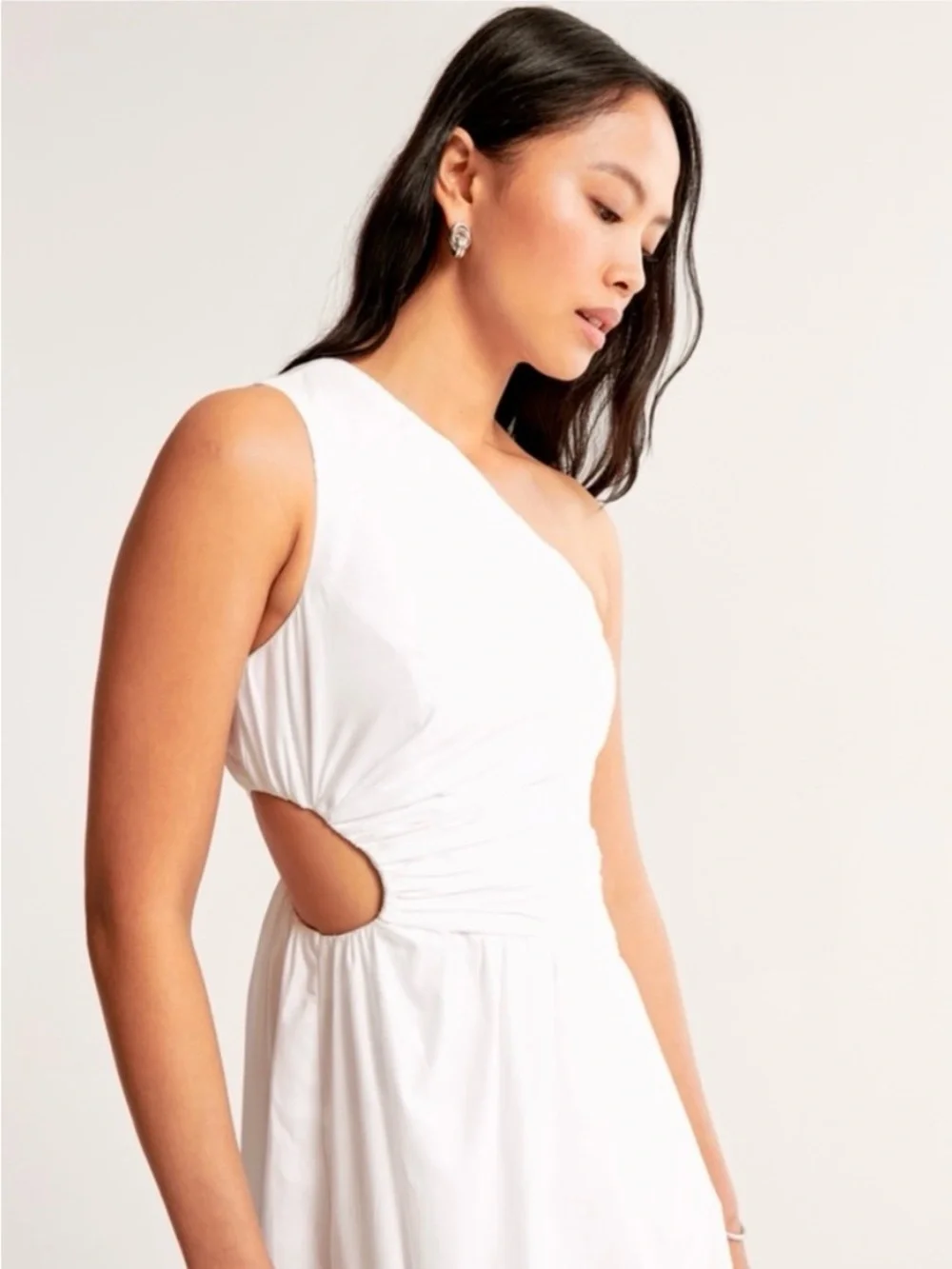 Abercrombie & Fitch White One-Shoulder Maxi Dress